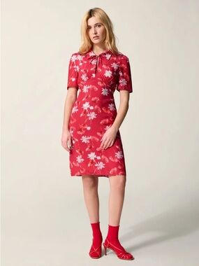 Rouje Paris Sheila Midi Shirt Dress Red celestin print Size 34 Or 2 NWT